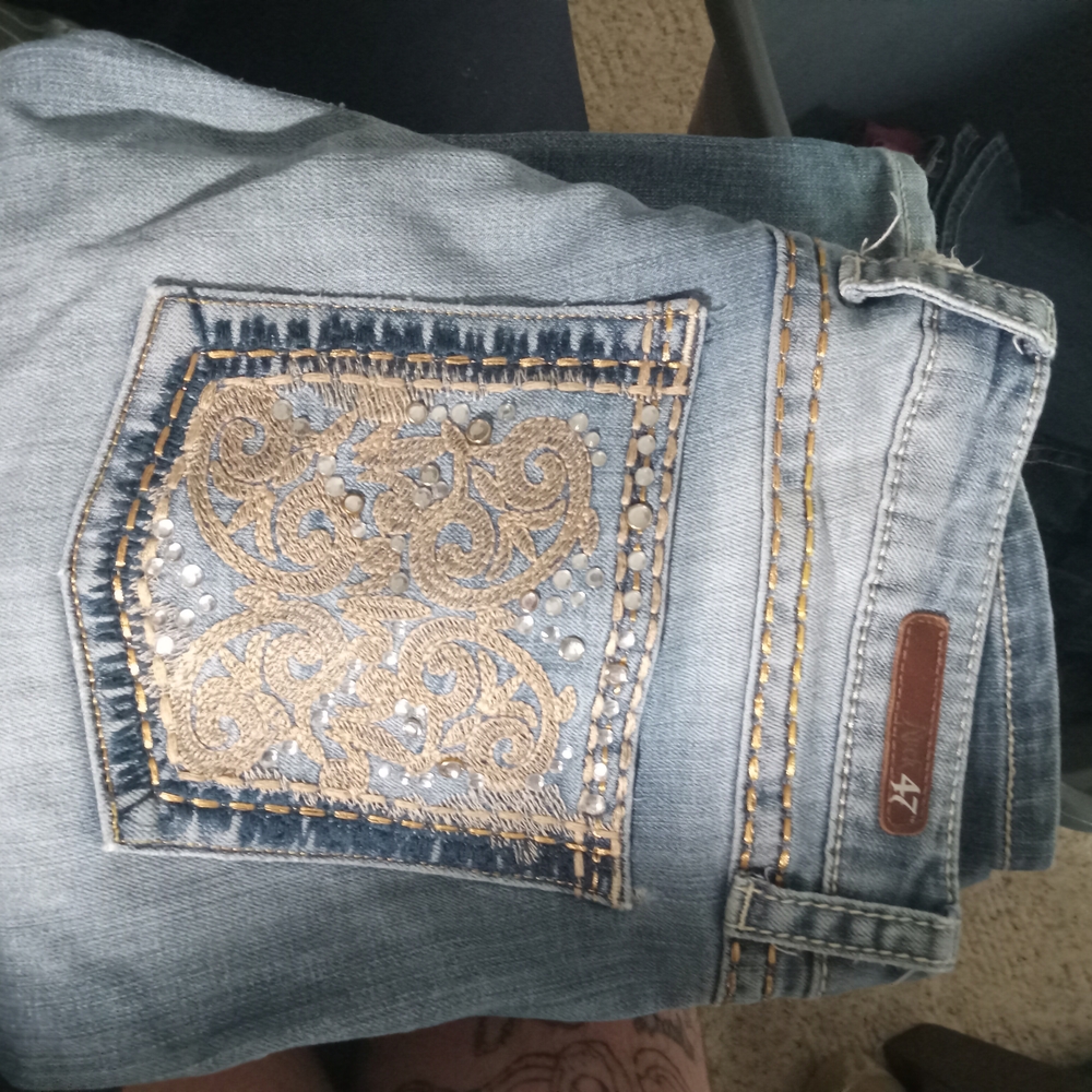 Stylish Light Blue Embroidered Jeans